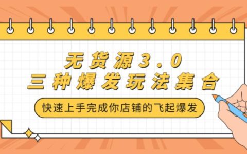 无货源3.0店铺项目，快速让你飞起爆发3种玩法